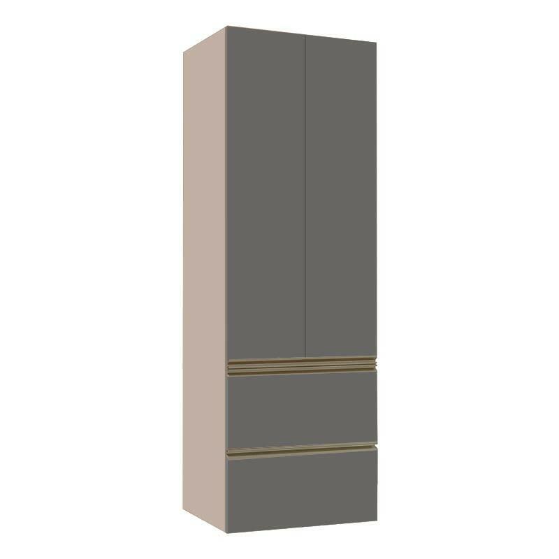 Módulo Paneleiro 172x70x56cm 2 Portas 2 Gavetas 100% MDF Cozinha Modulada Gold J Robel Fendi/Cinza Matte