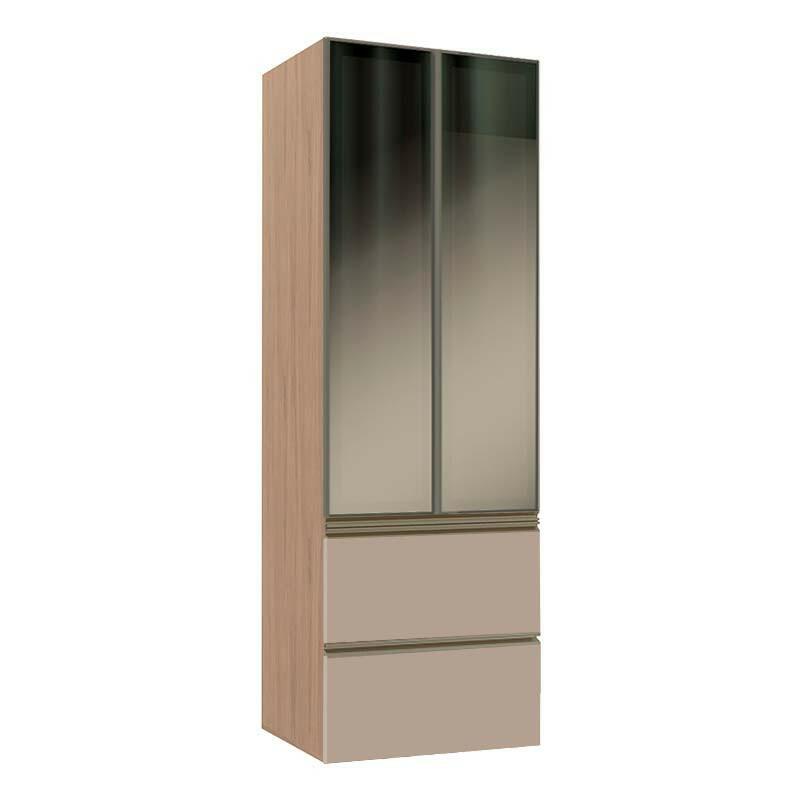 Módulo Paneleiro 172x70x56cm 2 Portas Vidro Reflecta 2 Gavetas 100% MDF Cozinha Modulada Gold J Robel Hanover/Fendi Matte