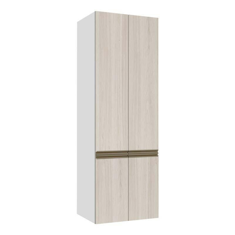 Módulo Paneleiro 70cm 4 Portas 208x70x56cm 100% MDF Cozinha Modulada Gold J Robel Branco/Aspen