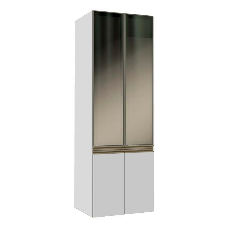 Módulo Paneleiro 70cm Vidro Reflecta 208x70x56cm 100% MDF Cozinha Modulada Gold J Robel Branco/Branco Matte
