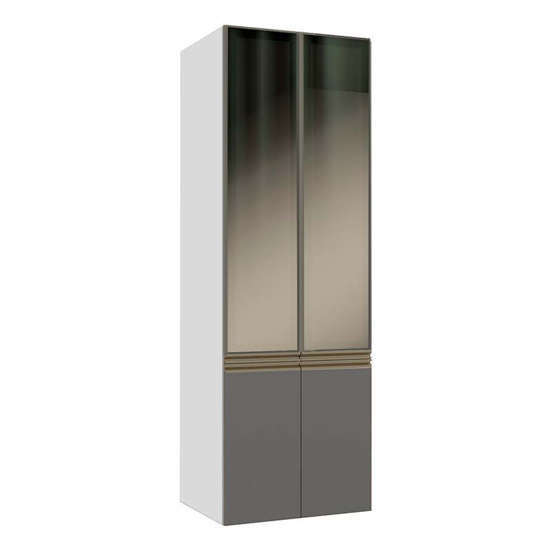 Módulo Paneleiro 70cm Vidro Reflecta 208x70x56cm 100% MDF Cozinha Modulada Gold J Robel Branco/Cinza Matte