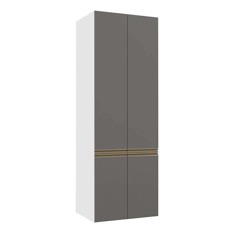 Módulo Paneleiro 70cm 4 Portas 208x70x56cm 100% MDF Cozinha Modulada Gold J Robel Branco/Cinza Matte