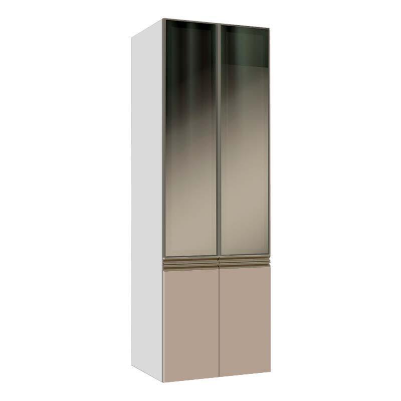 Módulo Paneleiro 70cm Vidro Reflecta 208x70x56cm 100% MDF Cozinha Modulada Gold J Robel Branco/Fendi Matte