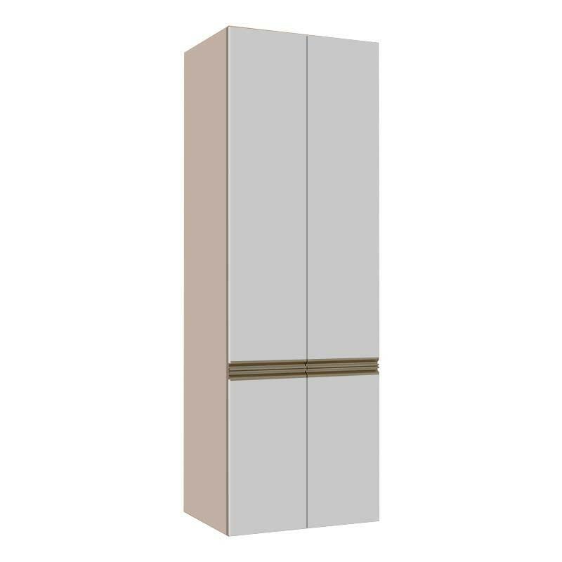 Módulo Paneleiro 70cm 4 Portas 208x70x56cm 100% MDF Cozinha Modulada Gold J Robel Fendi/Branco Matte