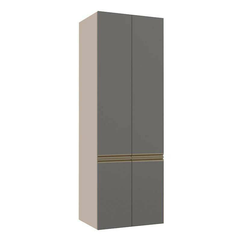 Módulo Paneleiro 70cm 4 Portas 208x70x56cm 100% MDF Cozinha Modulada Gold J Robel Fendi/Cinza Matte