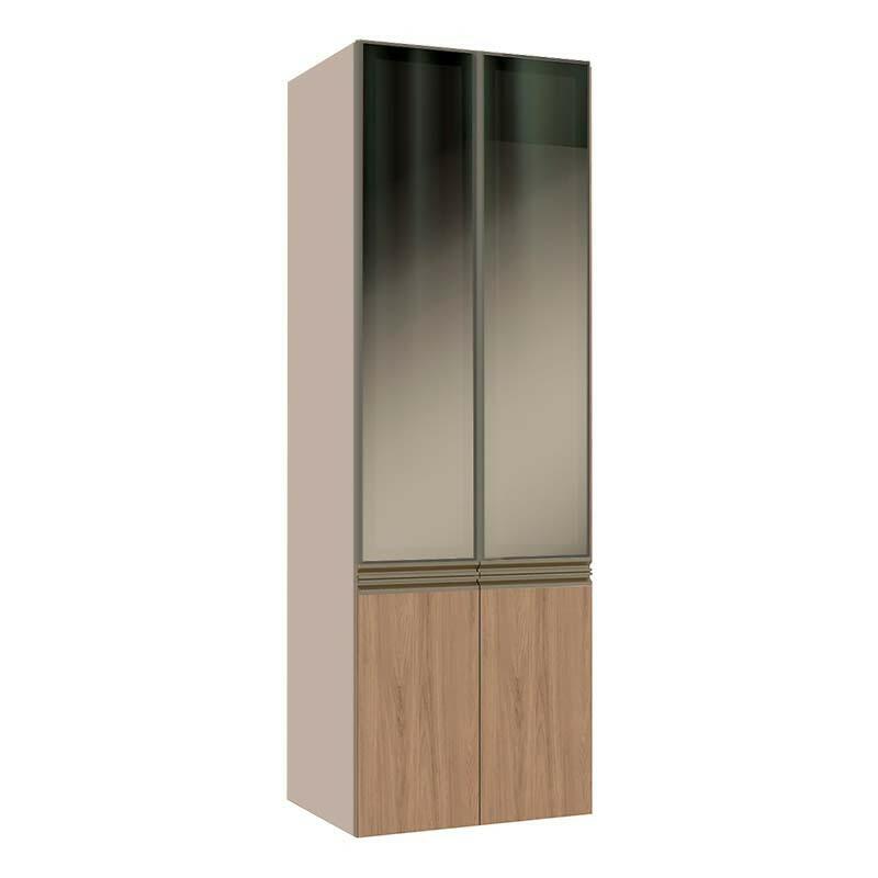 Módulo Paneleiro 70cm Vidro Reflecta 208x70x56cm 100% MDF Cozinha Modulada Gold J Robel Fendi/Hanover