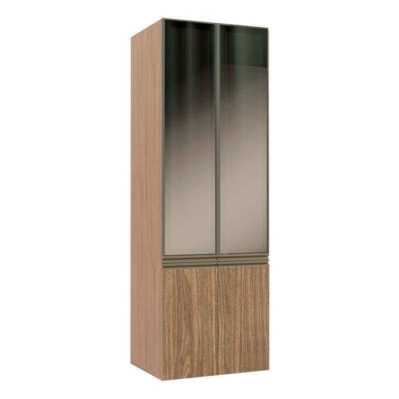 Módulo Paneleiro 70cm Vidro Reflecta 208x70x56cm 100% MDF Cozinha Modulada Gold J Robel Hanover/Amendoeira BP