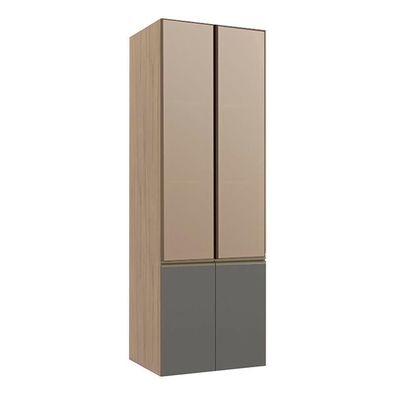 Módulo Paneleiro 70cm Com Vidro Reflecta 100% MDF Cozinha Modulada Gold Robel Hanover/Cinza/Reflecta