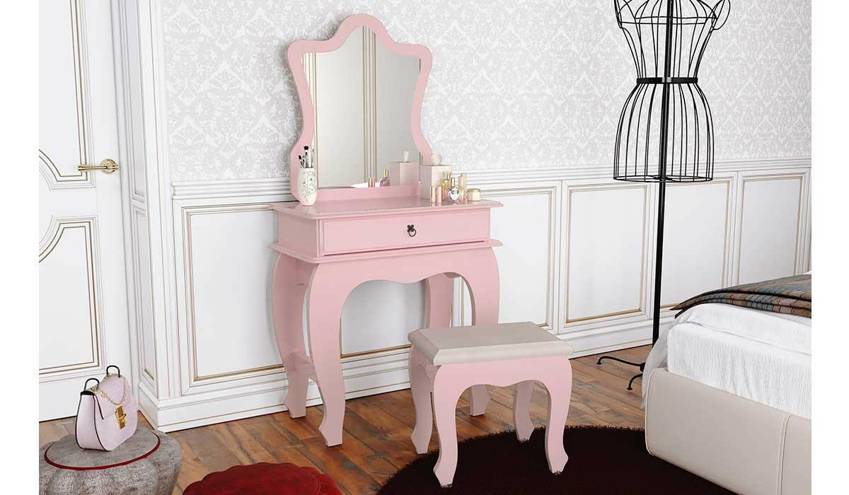 Penteadeira Infantil com Banqueta 150cm Baby 7200 JB Bechara Rosê