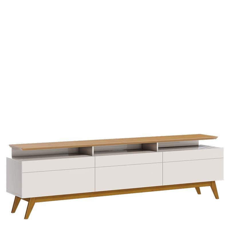 Rack Para Sala 3 Gavetas TV 75 Pol 218x65x40cm 3G+ 2.2 Classic Imcal Off White/Nature