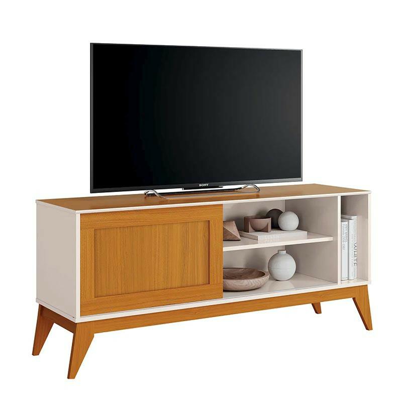 Rack Retrô Sala Para TV 55¨ 136cm Aruba EDN Off White/Cedro