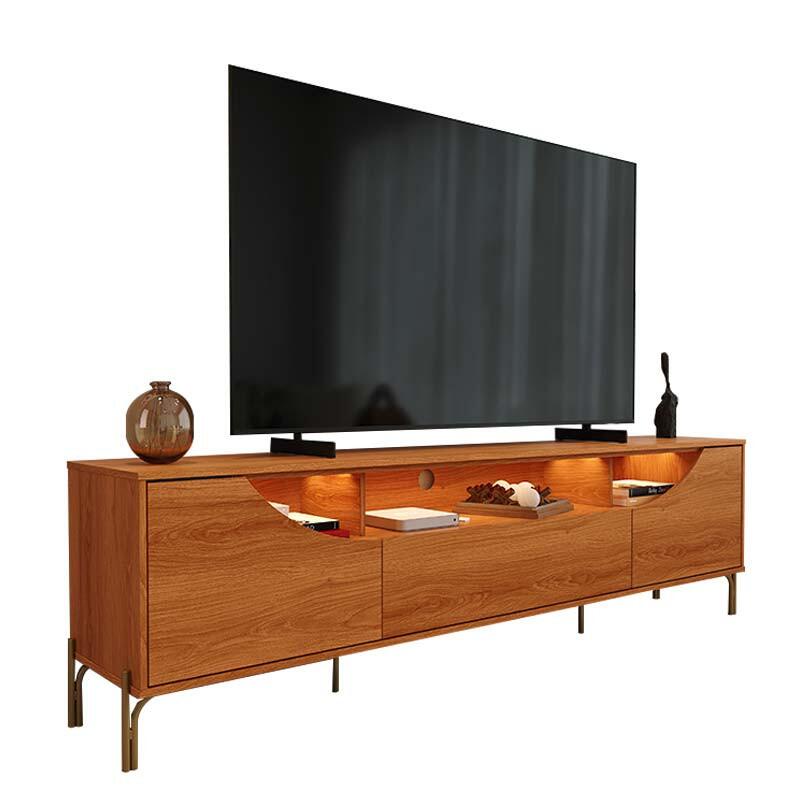 Rack Sala Com LED 210cm Pés Ferro Para TV até 85 Pol Albi Lukaliam Jequitiba