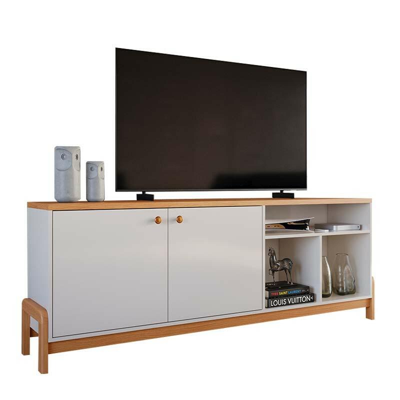 Rack Bancada Sala 183cm Para TV 75 Polegadas Sunny 1.83 Lukaliam Off White/Jequitiba