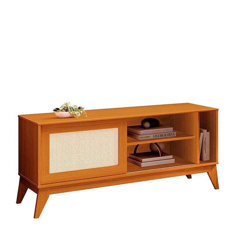 Rack Retrô Ratan Sala Para TV 55¨ 136cm Cayman EDN Cedro