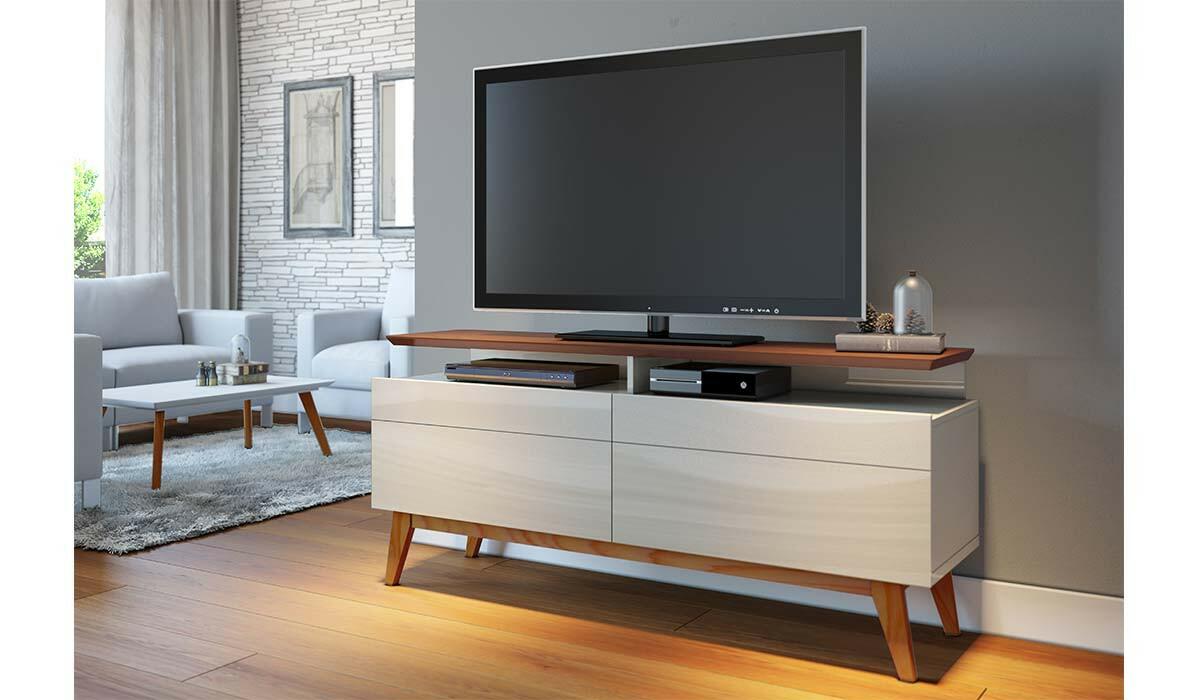 Rack Pequeno TV 55 Polegadas Classic Mais 2G 1.4 Imcal Off White/Freijó