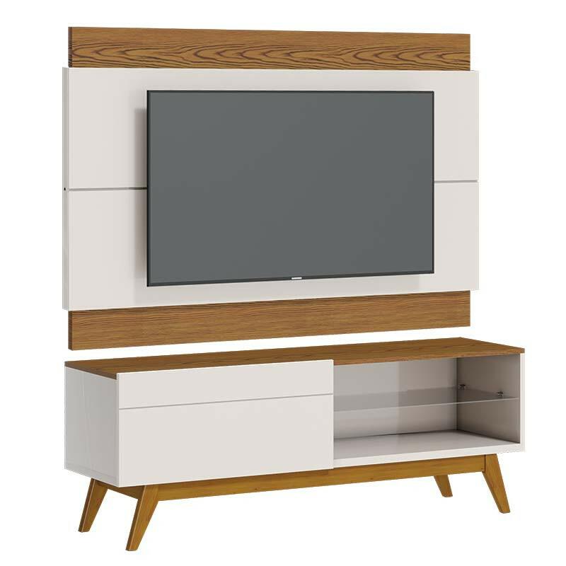 Rack com Painel Para TV 146cm 1 Gaveta Classic 1G 1.4 Off White/Freijo