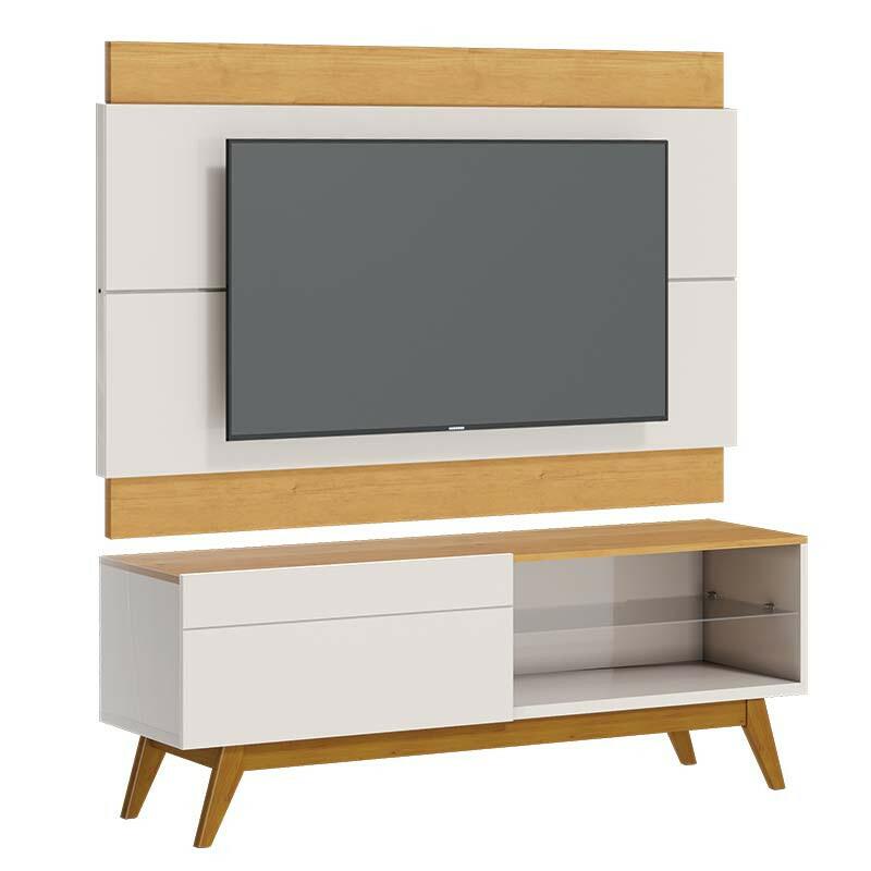 Rack com Painel Para TV 146cm 1 Gaveta Classic 1G 1.4 Off White/Naturale