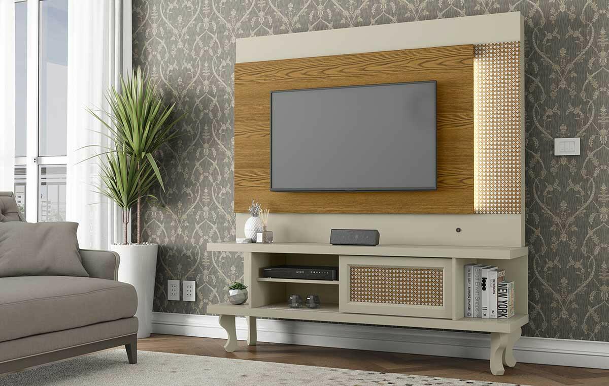 Home Luminos Para TV 46 Polegadas Patrimar Off White/Cumaru
