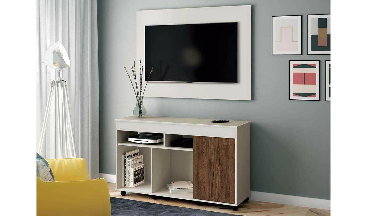 Rack com Painel Para TV 40 Vision EDN Off White/Naturale