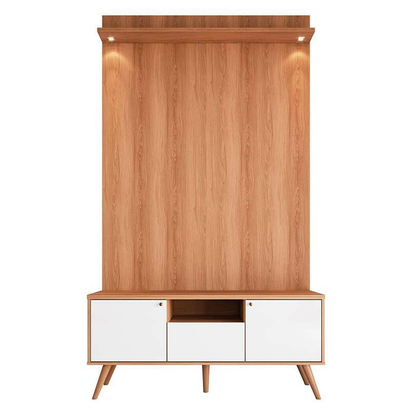 Rack Com Painel 136cm Para TV 55 Polegadas River 1.36 Lukaliam Jequitiba/Off White