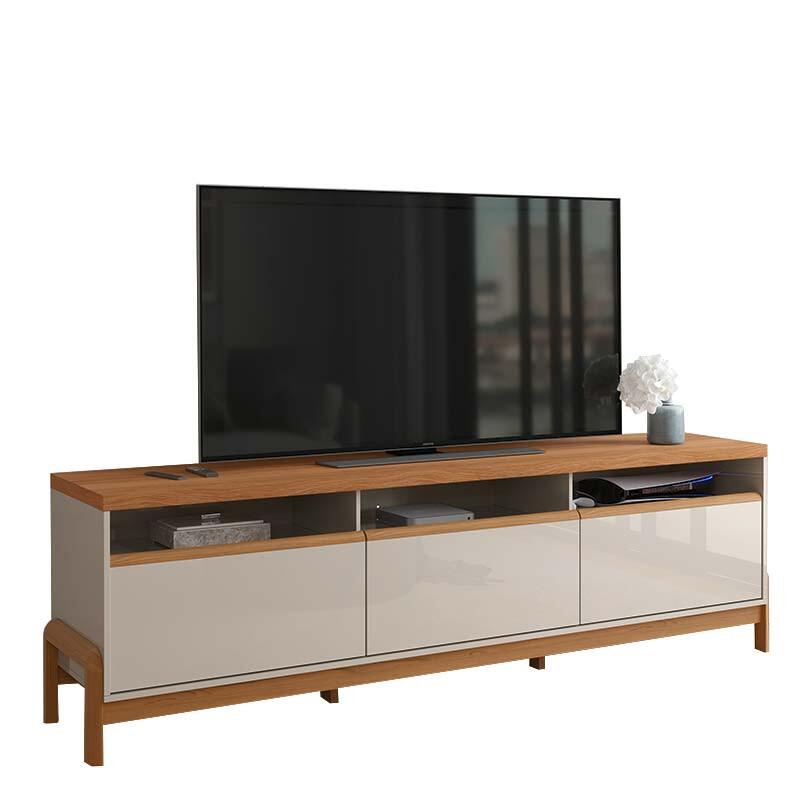Rack Bancada Sala 214cm Para TV 75 Polegadas Elegance 2.14 Lukaliam Off White/Jequitiba