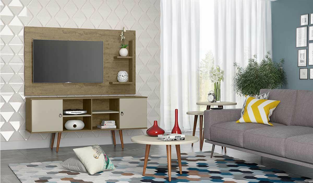 Rack Retrô Para TV 55 Polegadas Estrela Patrimar Demolição/Off White