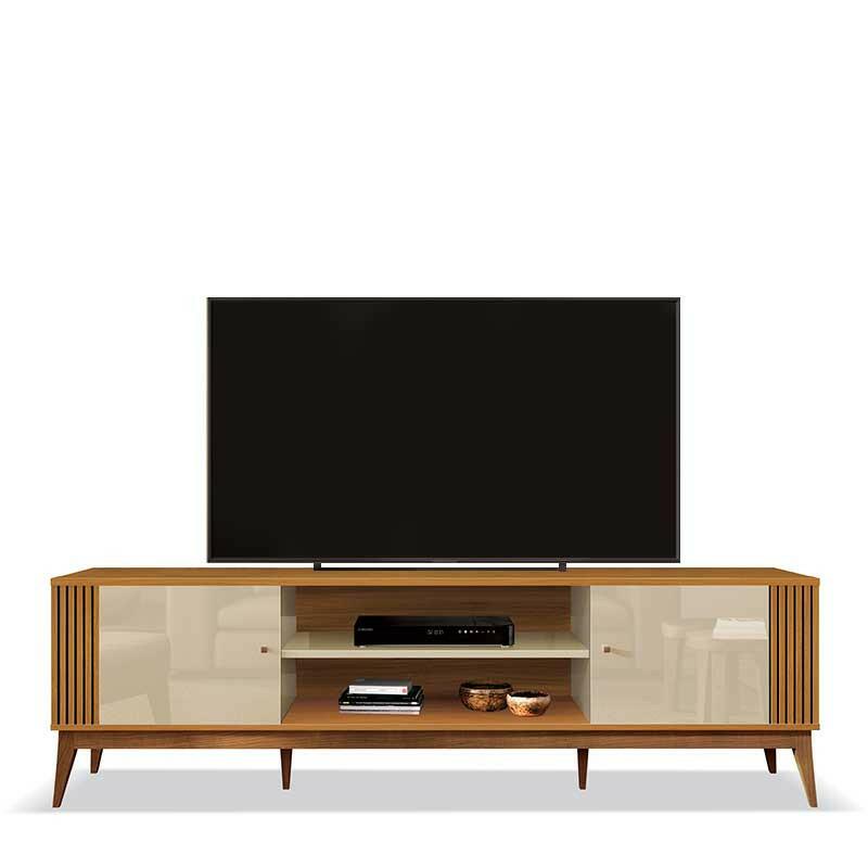 Rack Ripado Legacy 200cm Para TV 75 Polegadas EDN Off White/Cedro
