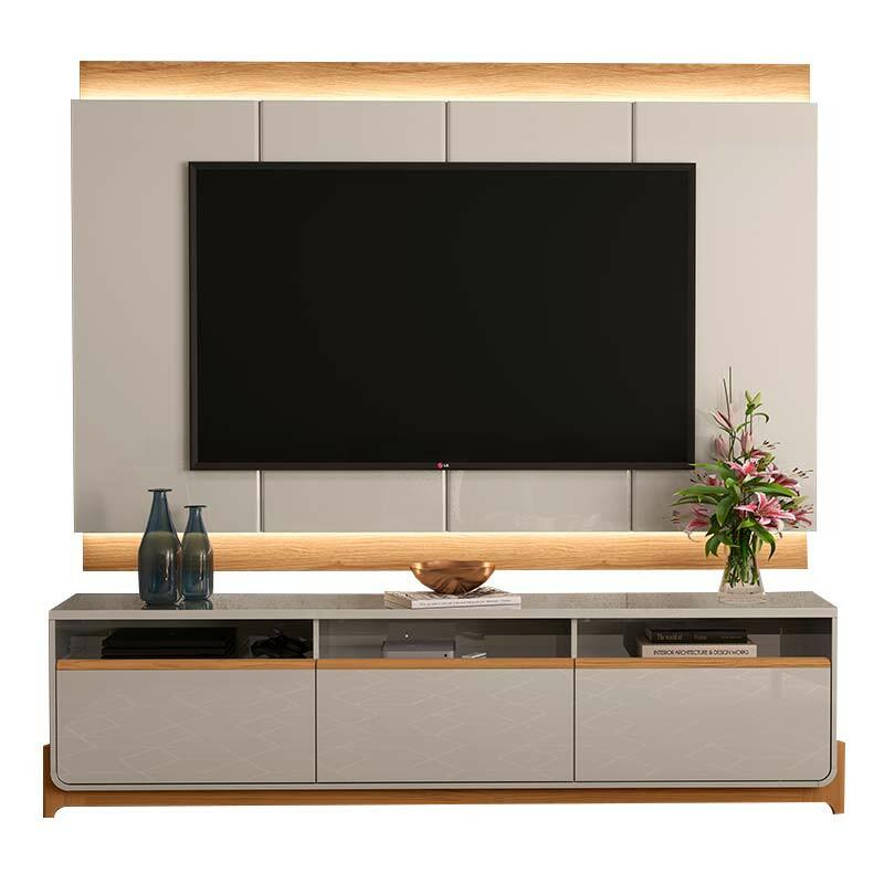 Rack Lion com Painel Marrocos TV 75 Polegadas Lukaliam Freijo/Off White