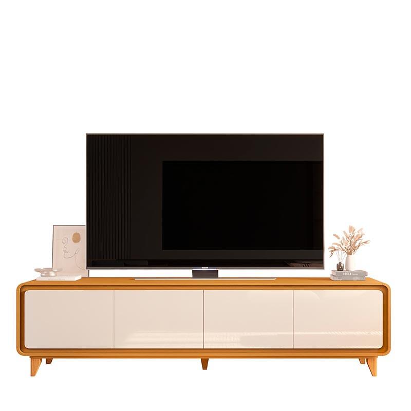 Rack Canto Arredondado 218cm Para TV 85¨ 4 Portas Liv 2.2 EDN Cedro/Off White