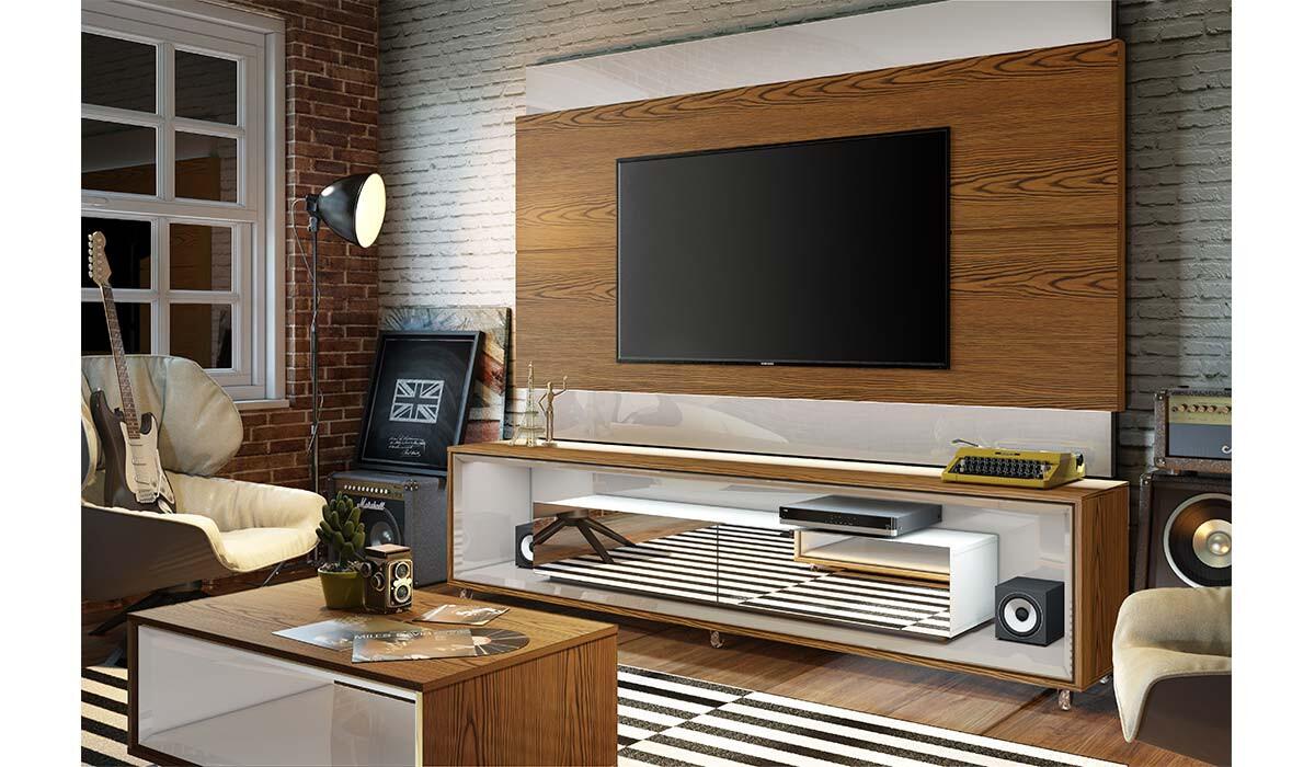Rack Opera Espelho com Painel Para TV Classic 2.2 Imcal Freijo/Off White