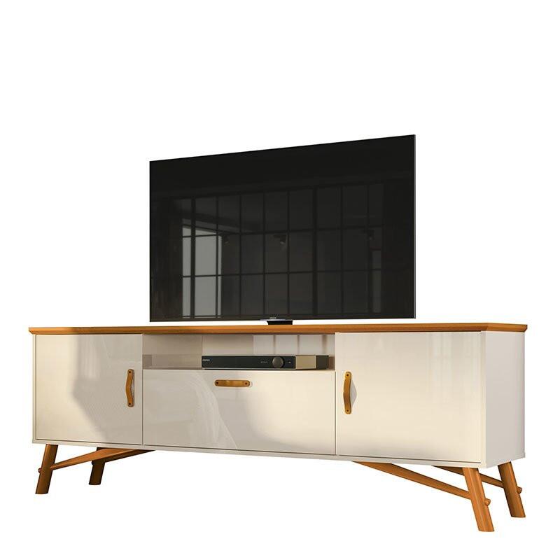 Rack Retro 180cm Para Sala TV 75 Polegadas Soggiorno EAX Móveis Off White/Cedro
