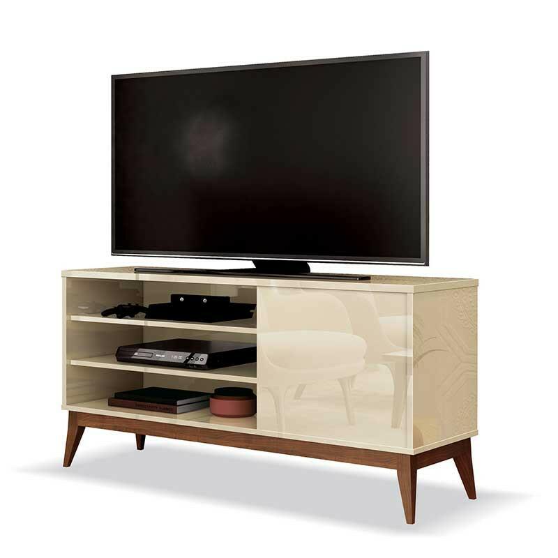 Rack Pequeno 116cm Retrô Para TV 42 Polegadas Vinci EDN Off White