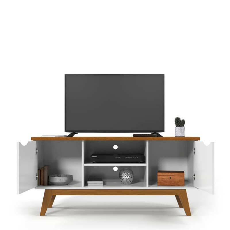 Rack Para TV Sala 55 Polegadas 140cm Prism 1.4 Patrimar Branco/Cumaru