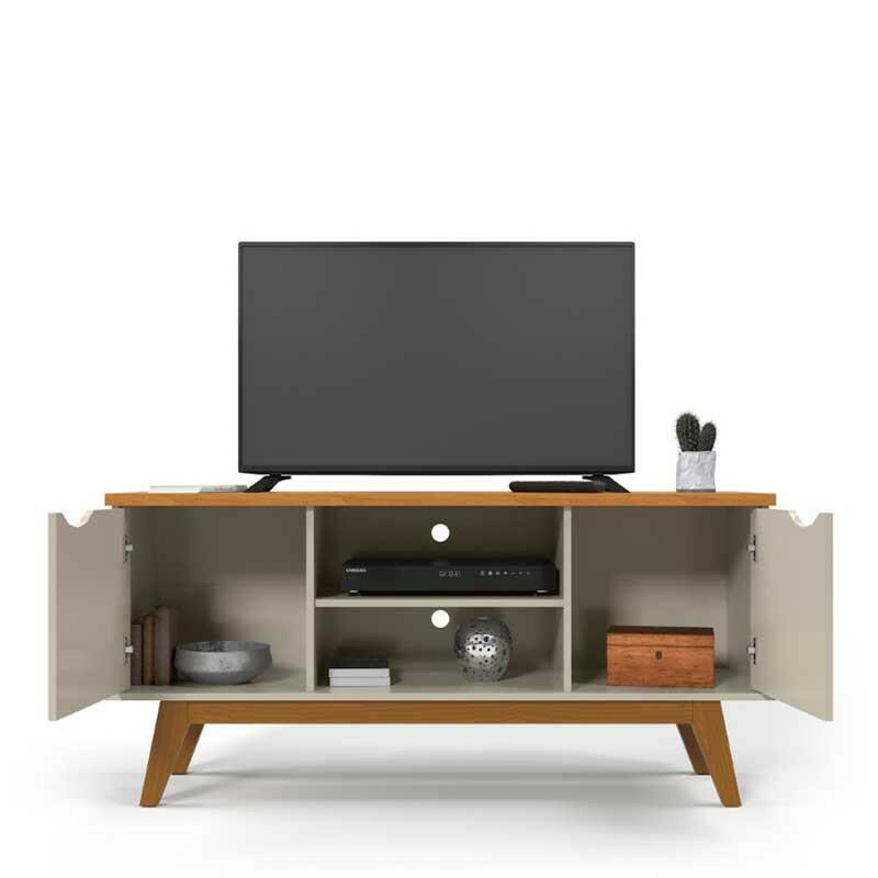 Rack Para TV Sala 55 Polegadas 140cm Prism 1.4 Patrimar Off White/Cinamomo