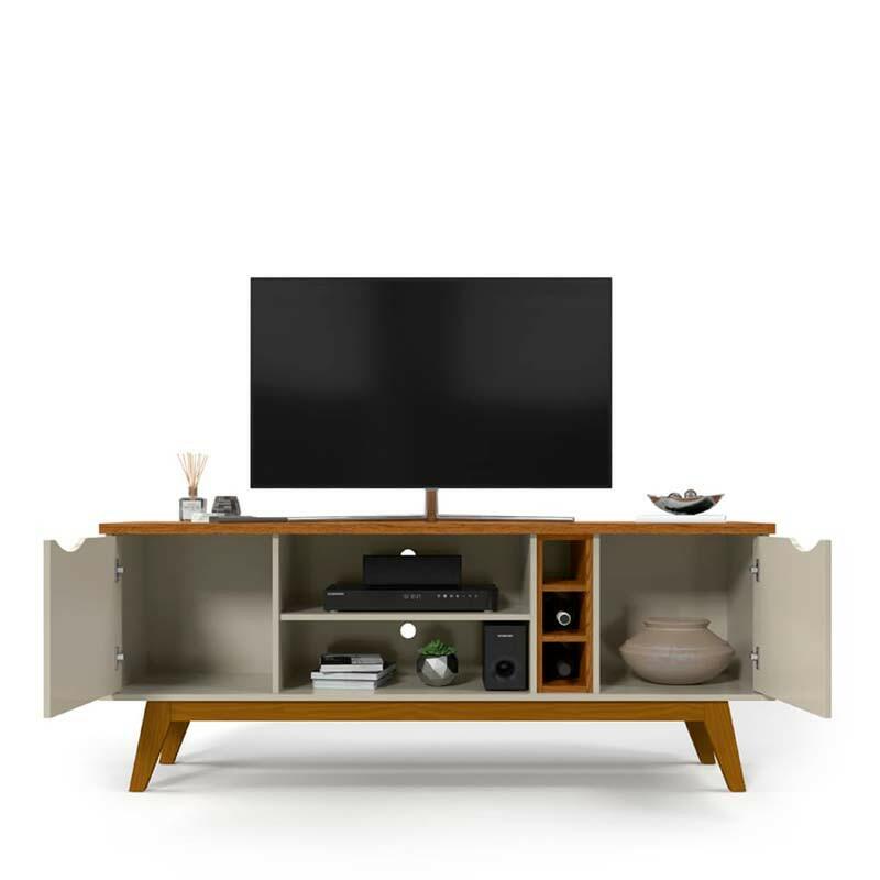 Rack Para TV Sala 65 Polegadas 160cm Prism 1.6 Patrimar Off White/Cumaru