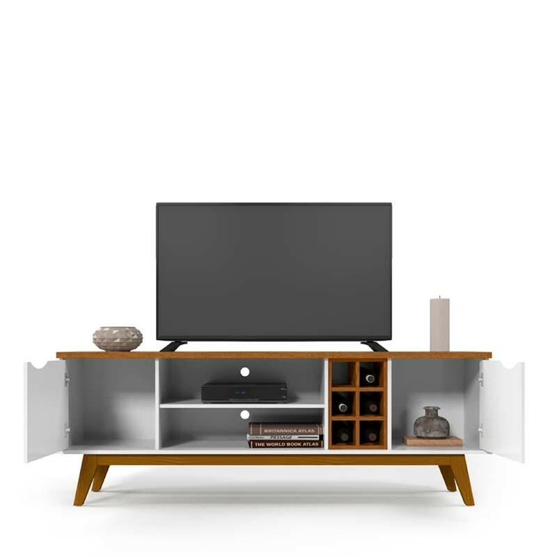 Rack Para TV Sala 75 Polegadas 180cm Prism 1.8 Patrimar Branco/Cumaru