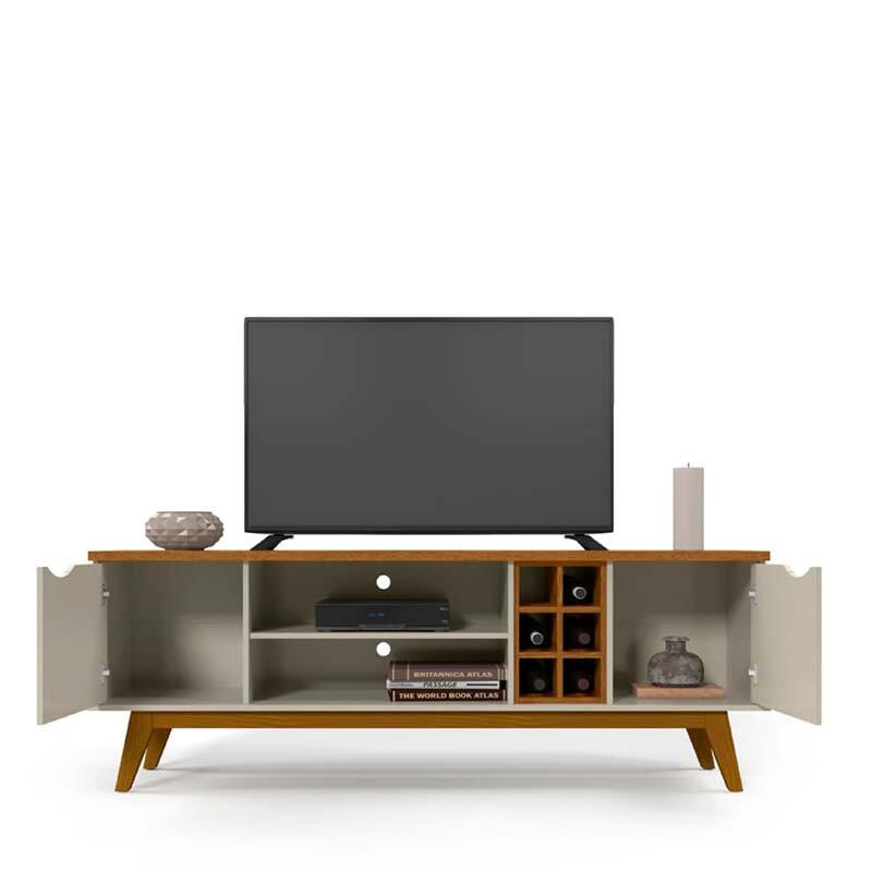 Rack Para TV Sala 75 Polegadas 180cm Prism 1.8 Patrimar Off White/Cumaru