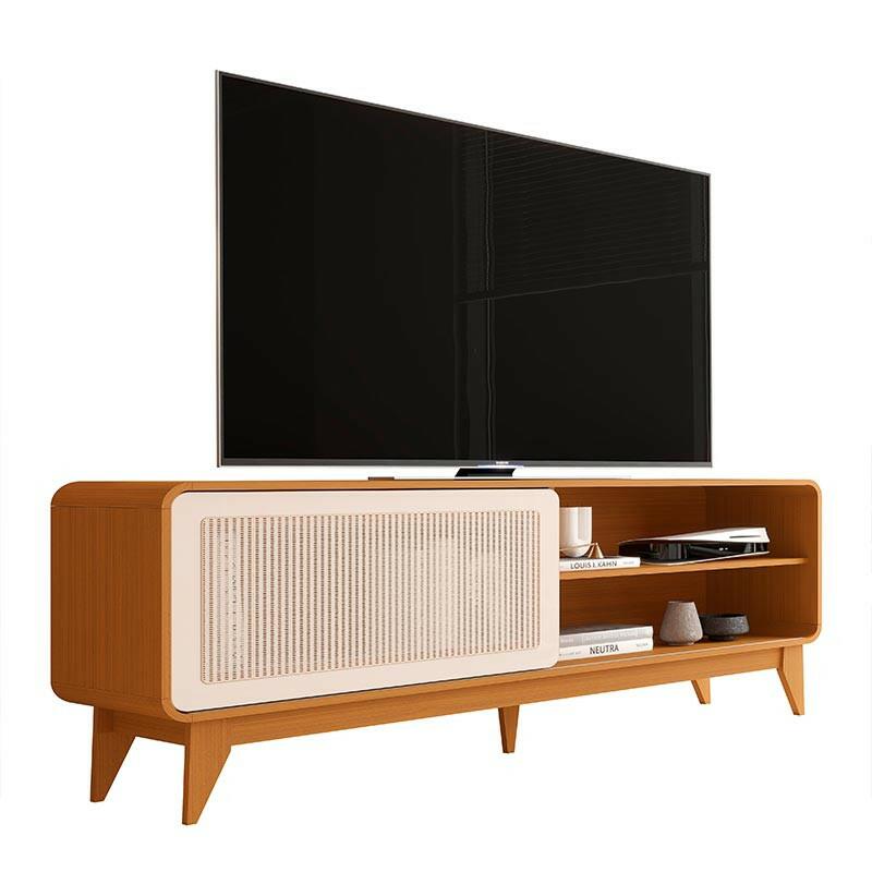 Rack para Sala 160cm TV até 75" Com 1 Porta Turini EDN Cedro/Off White