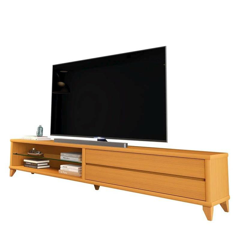 Rack Moderno Sala 260cm Para TV 85¨ Vigo 2.6 EDN Cedro