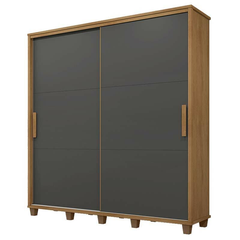 Guarda Roupa Casal 228cm Portas de Correr Monte Carlo RV Móveis Cinamomo/Grafite