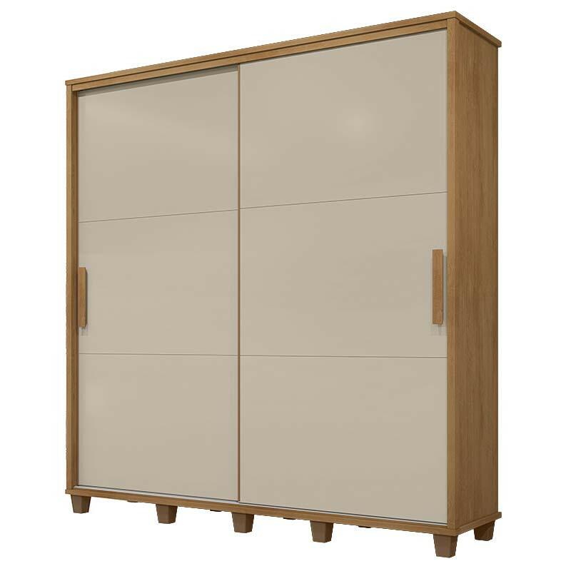 Guarda Roupa Casal 228cm Portas de Correr Monte Carlo RV Móveis Cinamomo/Off White