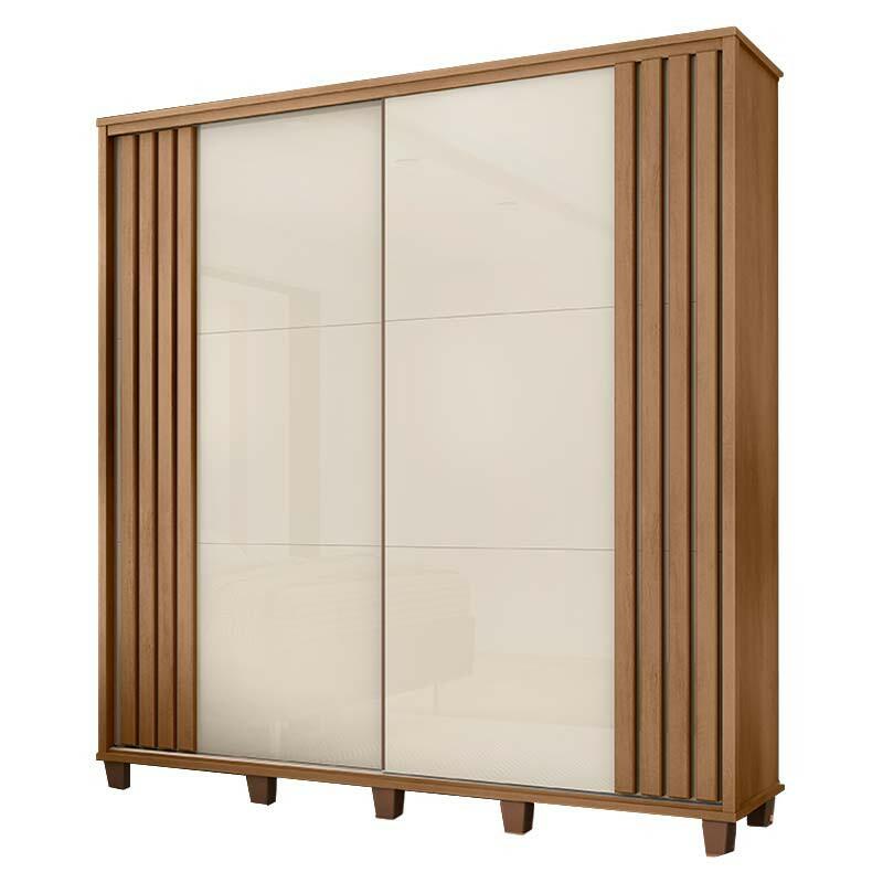 Guarda Roupa Casal 228cm Portas de Correr Monte Carlo RV Móveis Cinamomo Riapado/Off White