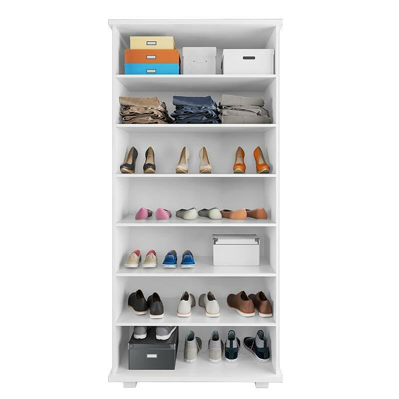 Sapateira Ripada Portas de Espelho 91x195 Requinte RV Móveis Branco