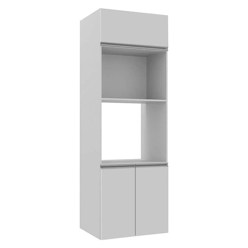 Módulo Torre Quente Micro-Ondas e Forno 208x70x56cm 100% MDF Cozinha Modulada Gold J Robel Branco/Branco Matte