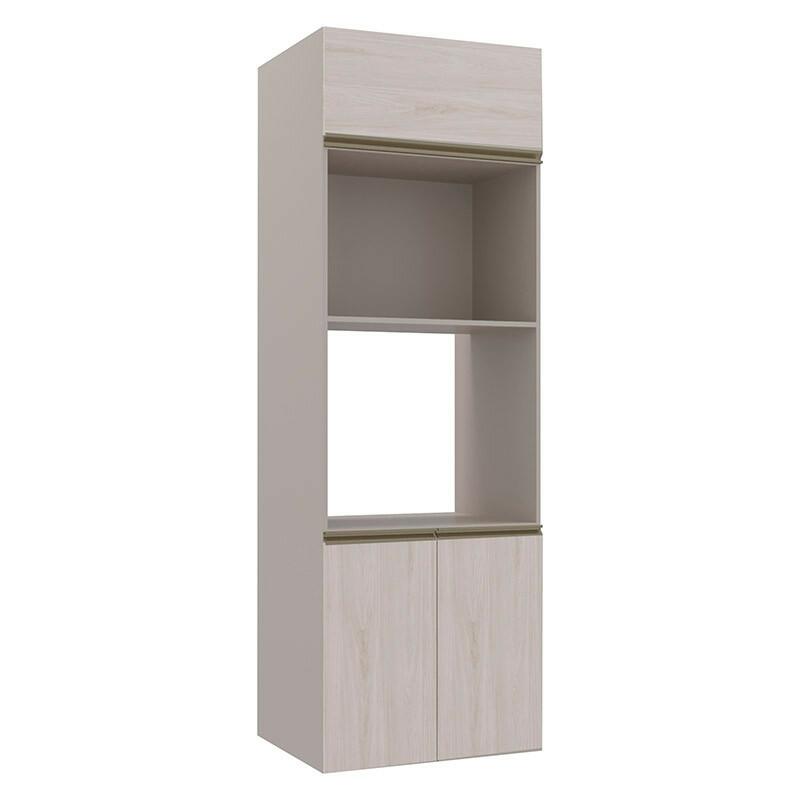 Módulo Torre Micro-Ondas Forno 70cm x 208cm 100% MDF Cozinha Modulada Gold Robel Fendi/Aspen