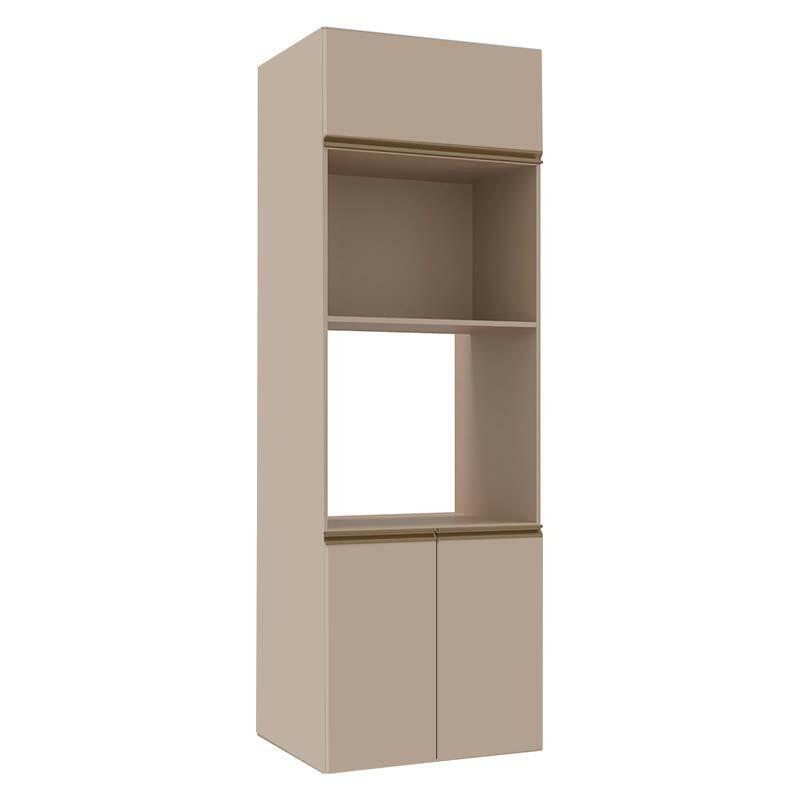 Módulo Torre Quente Micro-Ondas e Forno 208x70x56cm 100% MDF Cozinha Modulada Gold J Robel Fendi/Fendi Matte