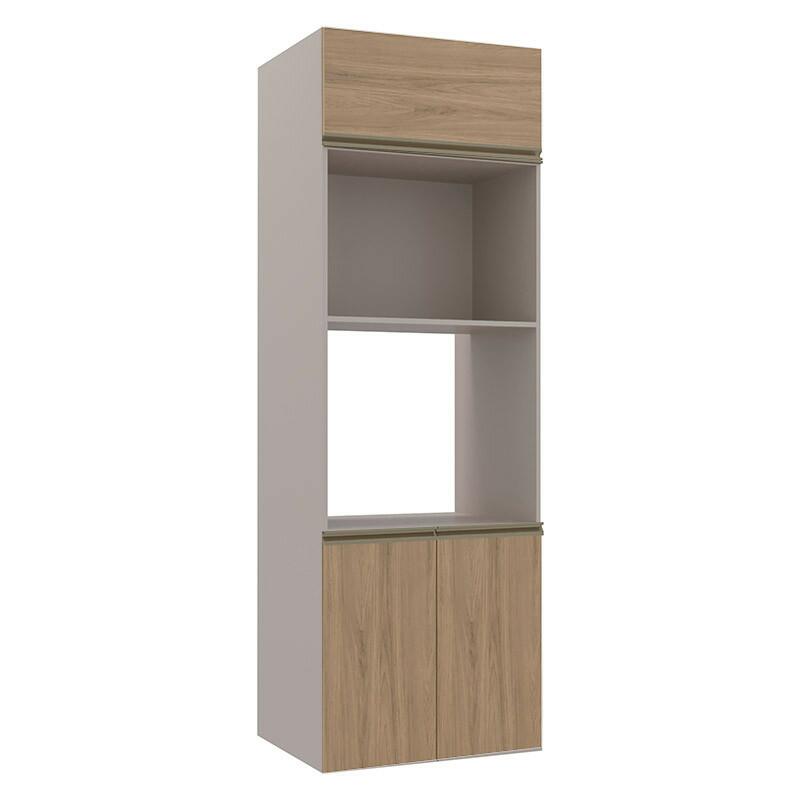 Módulo Torre Micro-Ondas Forno 70cm x 208cm 100% MDF Cozinha Modulada Gold Robel Fendi/Hanover