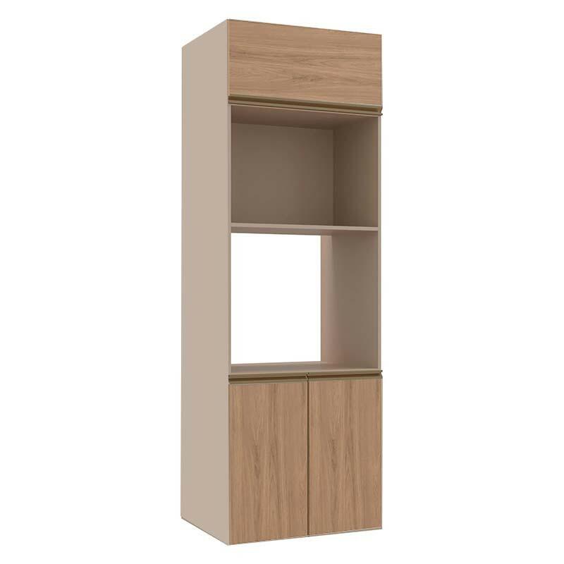 Módulo Torre Quente Micro-Ondas e Forno 208x70x56cm 100% MDF Cozinha Modulada Gold J Robel Fendi/Hanover