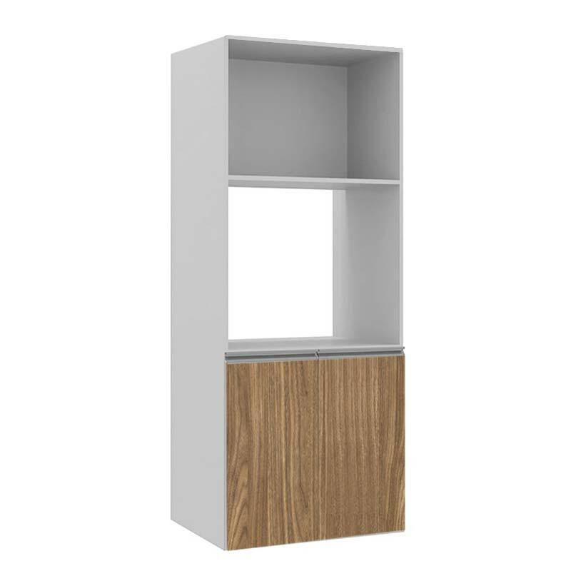 Módulo Torre Quente Micro-Ondas e Forno 172x70x56cm 100% MDF Cozinha Modulada Gold J Robel Branco/Amendoeira BP