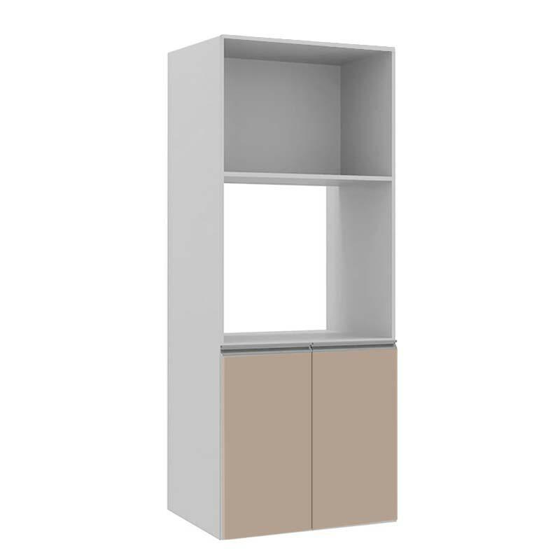 Módulo Torre Quente Micro-Ondas e Forno 172x70x56cm 100% MDF Cozinha Modulada Gold J Robel Branco/Fendi Matte